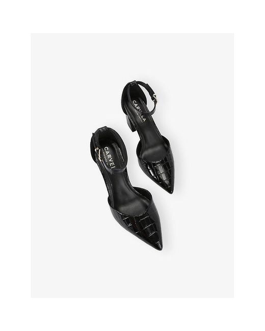 Carvela Kurt Geiger White Refined Crocodile-Embossed Faux-Leather Courts