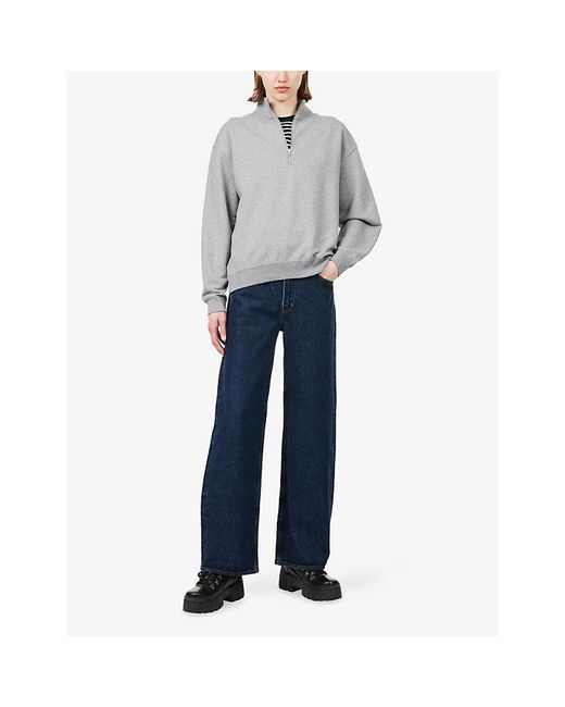 Canada Goose Gray Wander Quarter-Zip Cotton-Jersey Sweatshirt