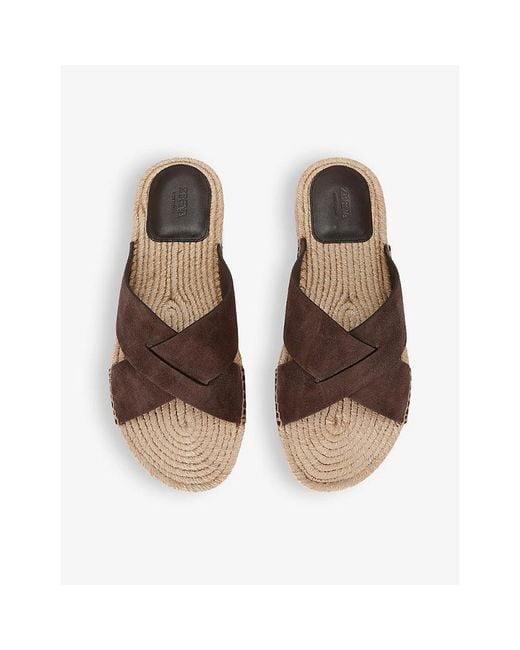 Zegna Brown Crossover Suede Espadrilles for men