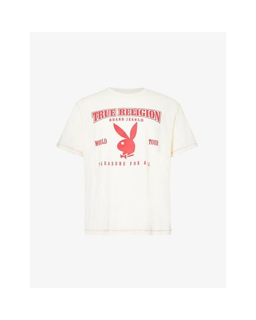 True Religion White X Playboy Ringer Logo-print Cotton-jersey T-shirt for men
