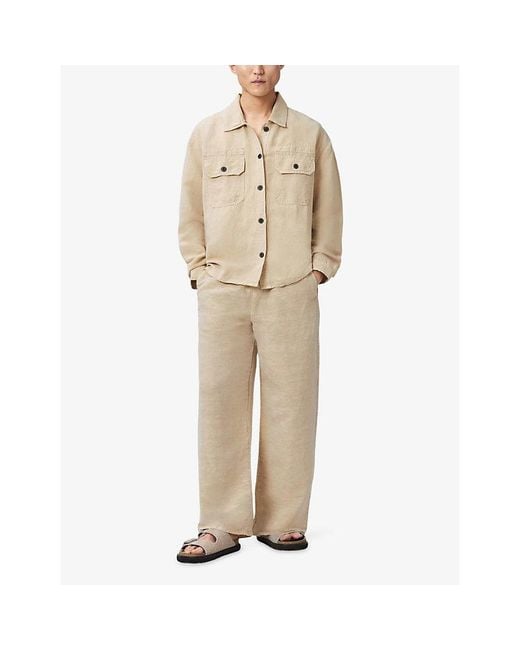 AllSaints Natural Korten Patch-Pocket Denim Shacket for men