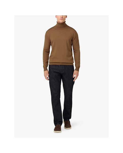 Boggi Brown Turtle-Neck Merino-Wool Jumper for men
