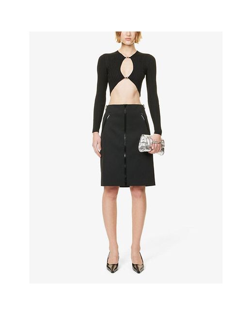 Gucci Black Cut-out Cropped Knitted Top