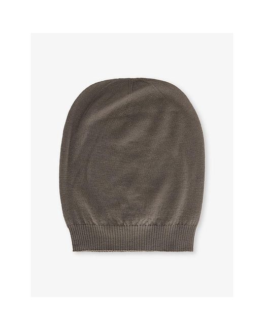 Rick Owens Gray Domed Knitted Wool Beanie Hat for men