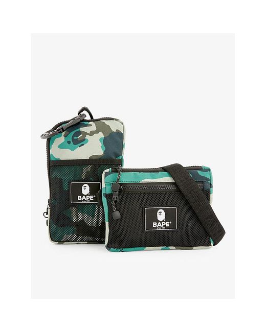 A Bathing Ape Woodland Shell Cross body Bag Set Of Two in Green