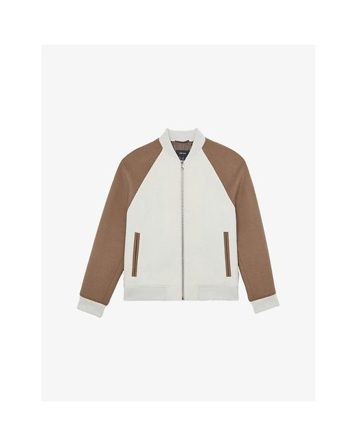 Woolx Rylan Reiss Rylan Zip-Up Wool-Blend Bomber Jacket in White for Men | Lyst UK