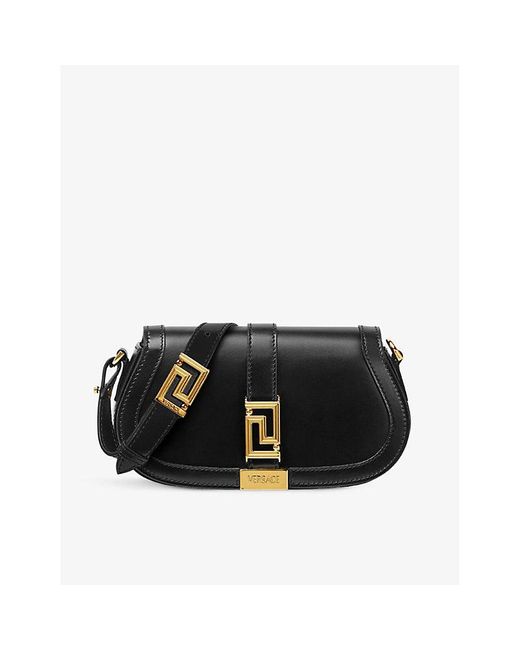 Versace Greca Goddess Mini Leather Top-handle Bag in Black