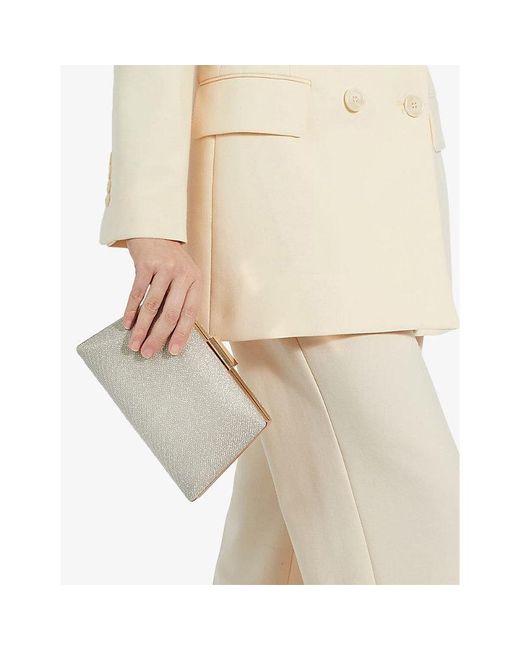 Dune Natural Bellaria Angled Frame Woven Clutch