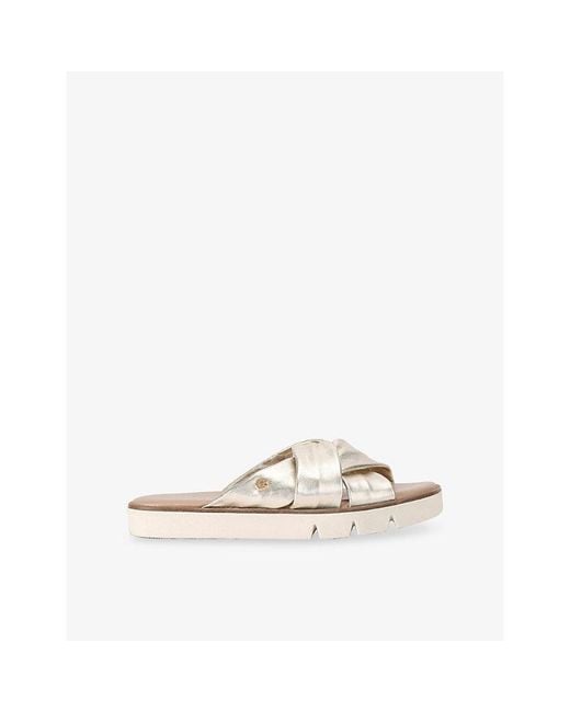 Carvela Kurt Geiger Natural Vita Cross-Strap Leather Sandals