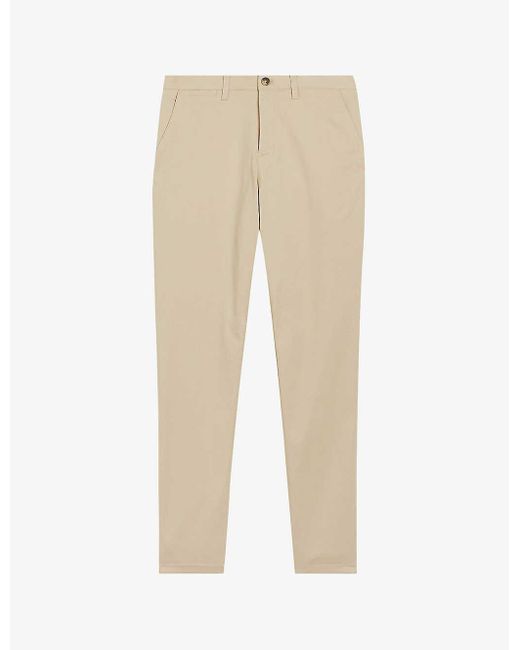 Ted Baker Natural Textured Regular-fit Stretch-cotton Chinos for men