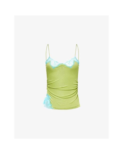 Christopher Esber Green Delphin Lace Stretch-Knit Cami Top