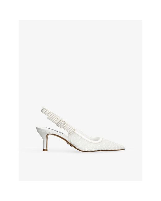 Steve Madden White Ensemble Pearl Woven Sling-Back Courts