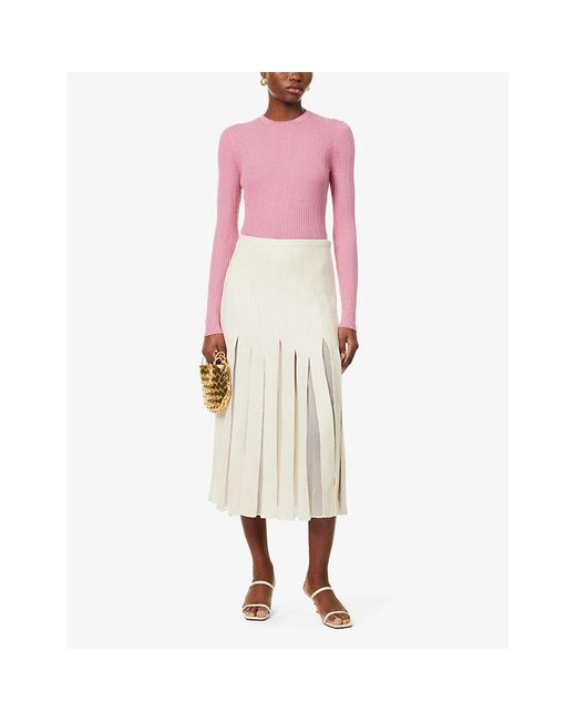 Gabriela Hearst Pink Browning Slim-fit Cashmere And Silk-blend Knitted Top
