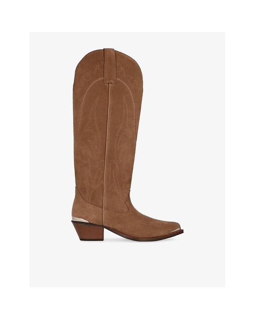 The Kooples Brown Knee-High Western Suede Boots