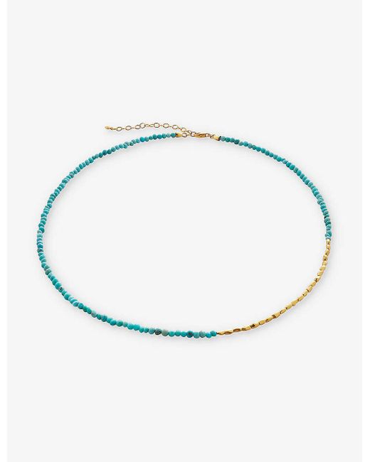 Monica Vinader White Mini nugget 18ct -plated Vermeil Sterling-silver And Turquoise Beaded Necklace