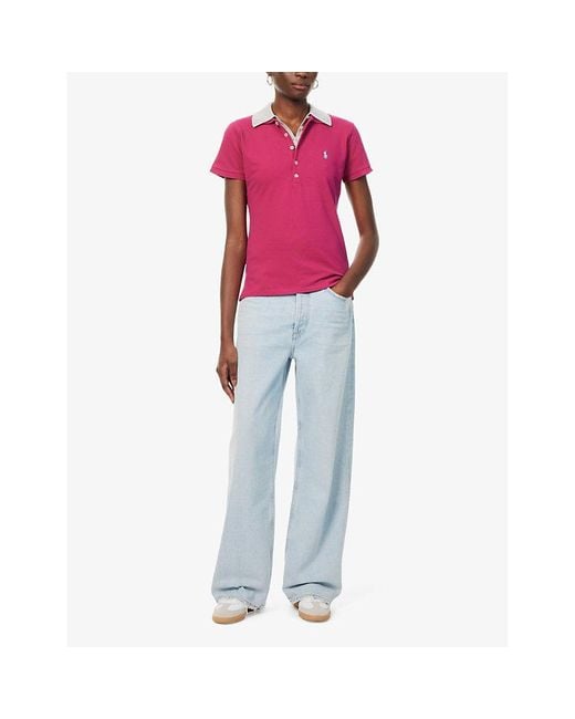 Polo Ralph Lauren Pink Julie Logo-embroidered Stretch-cotton Polo Shirt