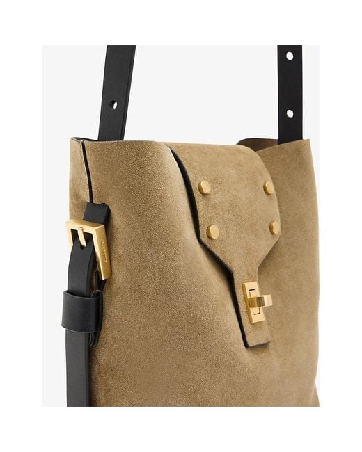 AllSaints Metallic Miro Stud-embellished Suede Cross-body Bag