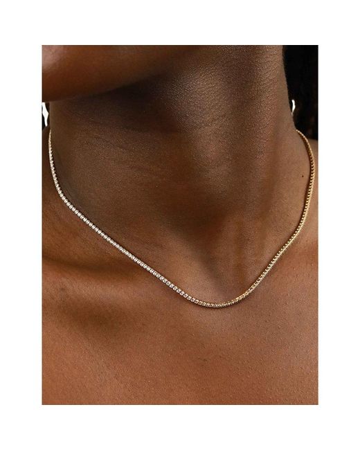 Astrid & Miyu Metallic Tennis 18Ct-Plated Sterling And Cubic Zirconia Necklace