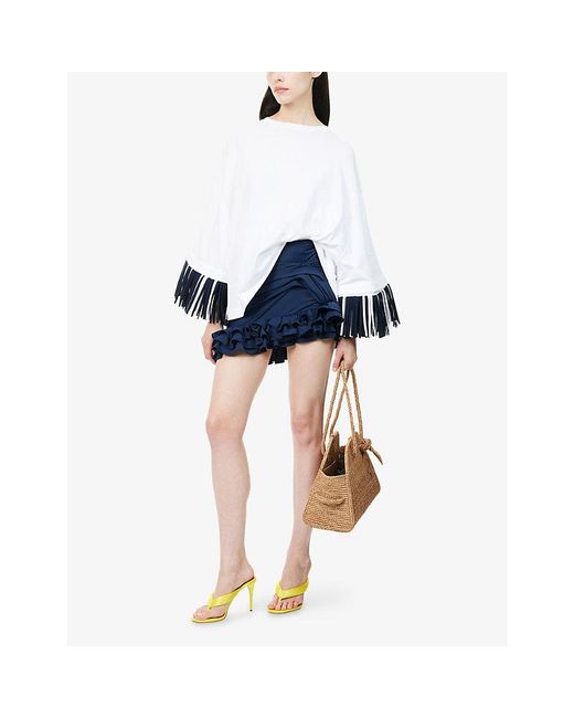 Jacquemus Blue La Playa Ruffled Jersey Mini Skirt