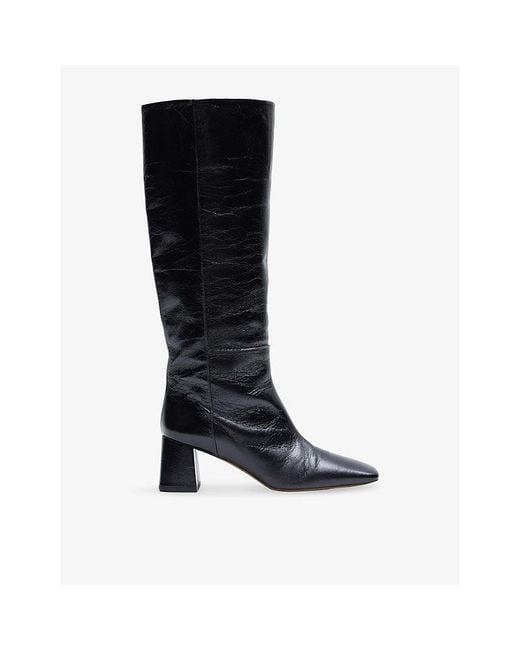 Joseph Black Leather Heeled Knee-High Boots