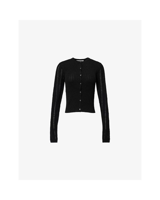 Acne Black Kredas Rib-Knit Wool-Blend Cardigan