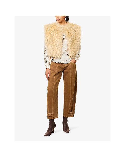 Isabel Marant Natural Boxy-Fit Florana Faux-Fur Vest