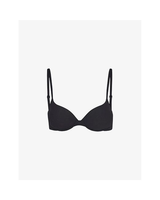 Skims Black Fits Everybody Padded Push-Up Stretch-Woven Bra