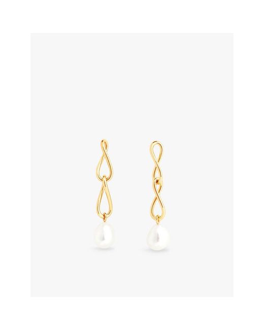 Astrid & Miyu Metallic Infinite 18Ct-Plated Sterling- And Freshwater-Pearl Drop Earrings