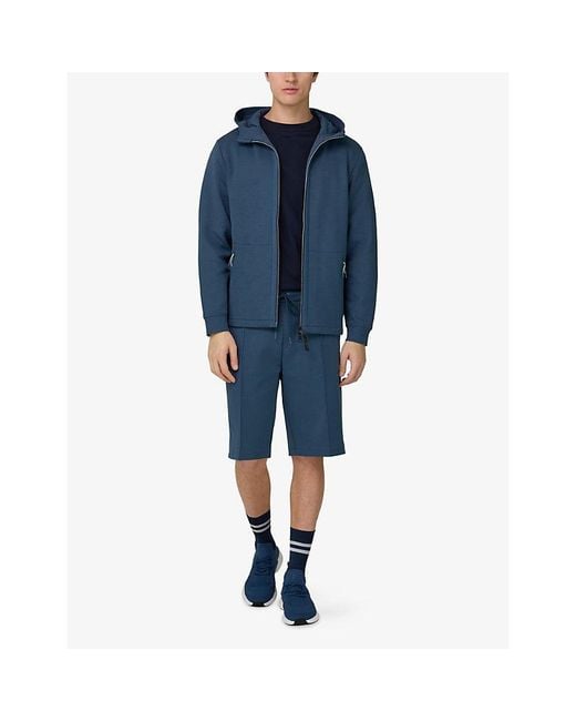 Boggi Blue Scuba Regular-Fit Stretch Cotton-Blend Hoody for men