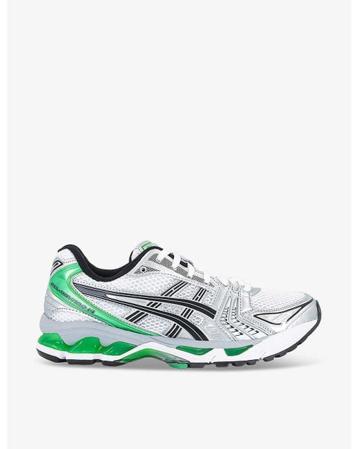 Asics Green Gel-kayano 14 Leather And Mesh Mid-top Trainers