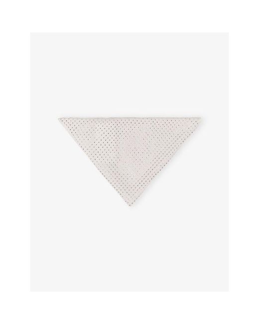 Maje White Rhinestone-Embellished Triangle Wool Scarf