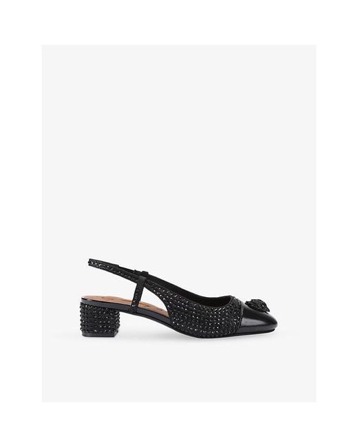 Kurt Geiger Black Sloane Leather Block-Heel Slingback Courts