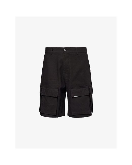 Represent Black Cargo-pocket Relaxed-fit Cotton Shorts for men