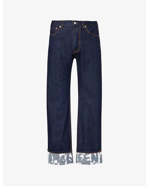 Alexander McQueen Blue Turn-up Folded-hem Regular-fit Jeans for men