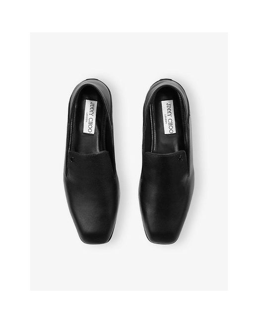 Jimmy Choo Black Eliot Leather Loafer Slippers