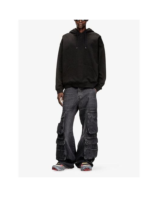 DIESEL Black Boxt-Dco Loose-Fit Cotton-Jersey Hoodie for men