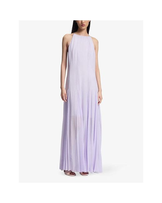 Boss Purple Sleeveless Pleated Woven Maxi Dress