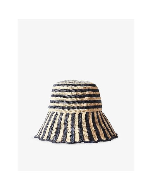Claudie Pierlot Multicolor Stripe-Print Raffia Bucket Hat