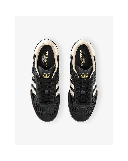 Adidas Black Samba Og Leather And Woven Trainers