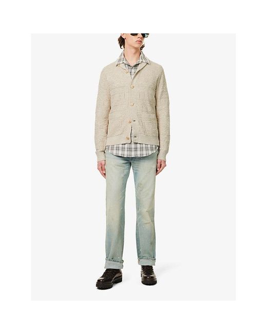 RRL Natural Relaxed-fit Shawl-collar Cotton And Linen-blend Cardigan for men
