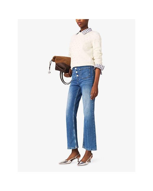 Maje Blue Straight-Leg High-Rise Denim Jeans
