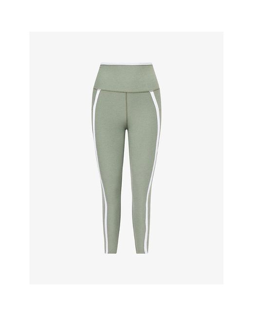Beyond Yoga Green Spacedye New Moves Contrast-Trim High-Rise Stretch-Woven Leggings