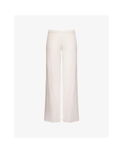 Skin White Sexy Wide-Leg Mid-Rise Cotton-Jersey Trousers