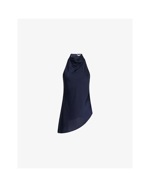 Veronica Beard Blue Radford Asymmetric Satin Top