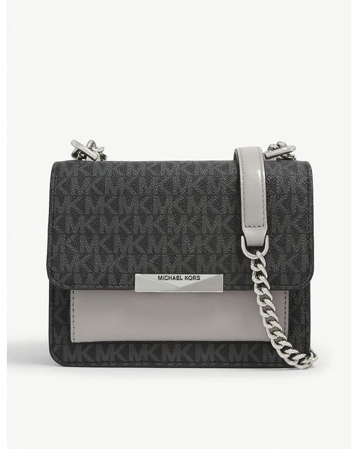 Michael Kors Gray Jade Extra-small Logo And Leather Crossbody Bag