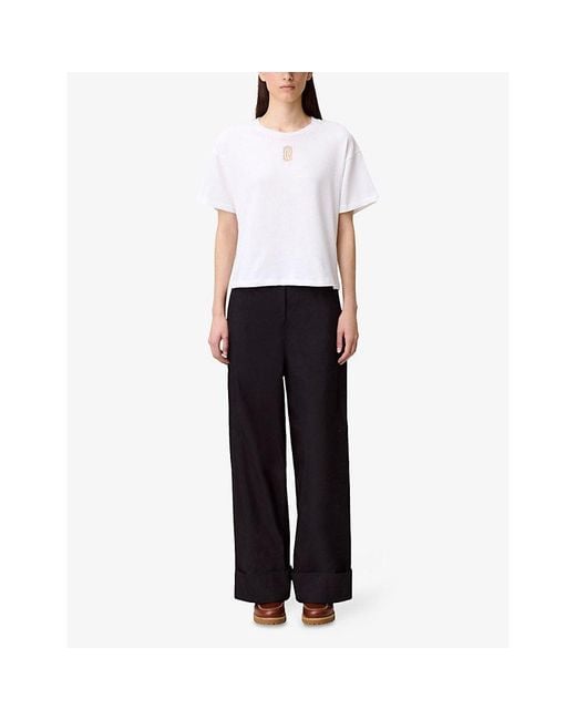 Claudie Pierlot White Branded Relaxed-Fit Cotton-Jersey T-Shirt