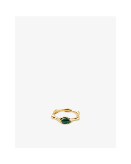 Missoma Metallic Magma Gemstone 18Ct Plated Brass And Malachite Stacking Ring