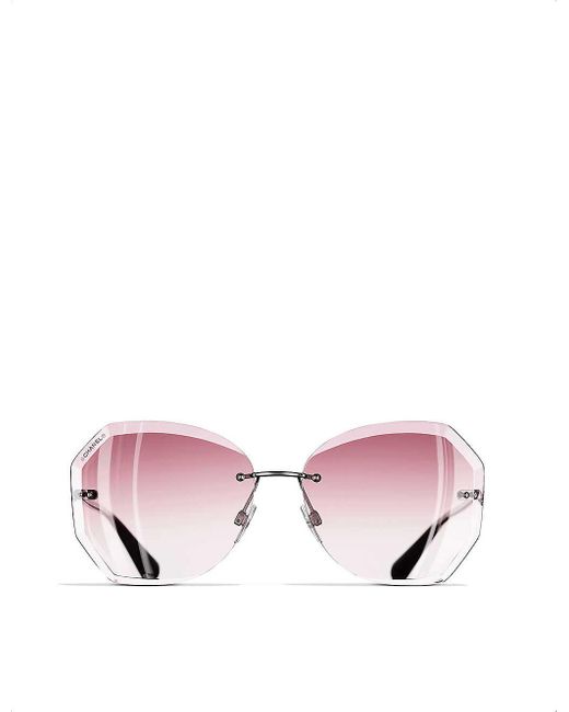 Chanel Unisex Round Sunglasses in Pink