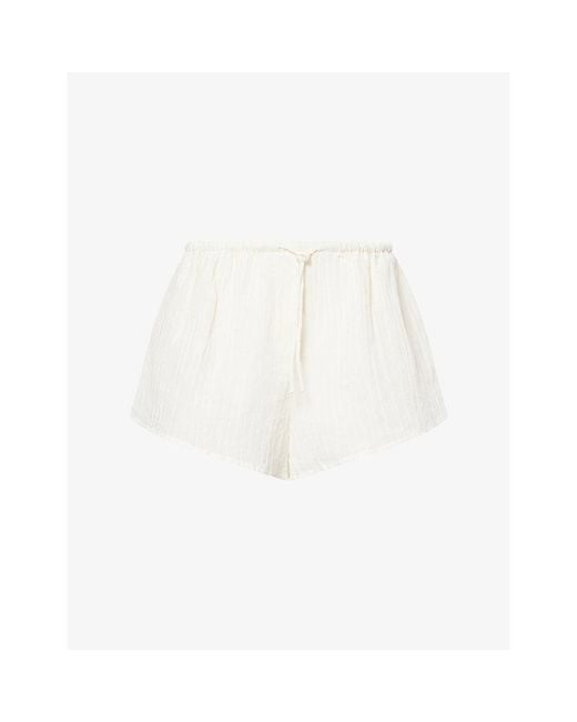 Dissh White Casey Crinkle Cotton-Blend Shorts