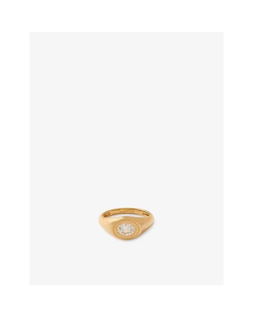 La Maison Du Couturier Metallic Skydiamond Crescent 18Ct And 0.1Ct Lab-Grown Diamond Signet Ring